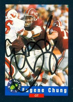 Autograph Warehouse 73680 Eugene Chung Autographed Football Card Virginia Tech 1992 Classic No 5