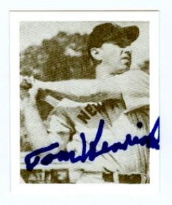 73982 Tom Henrich Autographed Baseball Card New York Yankees 1948 Bowman Reprint No . 19 1987 67 -  Autograph Warehouse