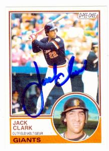 74417 Jack Clark Autographed Baseball Card San Francisco Giants 1983 O-Pee-Chee No . 210 -  Autograph Warehouse