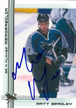 74999 Matt Bradley Autographed Hockey Card San Jose Sharks 2000 In The Game No .435