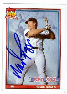 76506 Wade Boggs Autographed Baseball Card Boston Red Sox 1991 Topps No .450