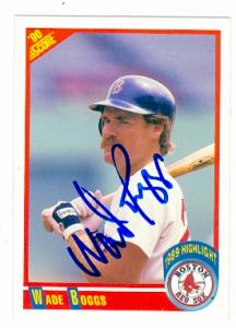 76507 Wade Boggs Autographed Baseball Card Boston Red Sox 1990 Score No .704