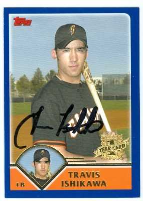 Travis Ishikawa Autographed Baseball Card San Francisco Giants 2003 Topps Traded No .T246