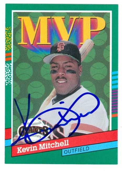 Picture of Autograph Warehouse 76631 Kevin Mitchell Autographed Baseball Card San Francisco Giants 1991 Donruss No .407 Mvp