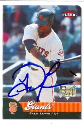 Fred Lewis Autographed Baseball Card San Francisco Giants 2007 Fleer No .14