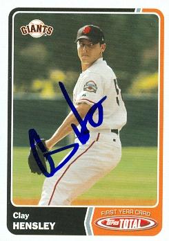 76916 Clay Hensley Autographed Baseball Card San Francisco Giants 2003 Topps Total No .940 -  Autograph Warehouse