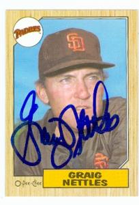 77977 Graig Nettles Autographed Baseball Card San Diego Padres 1987 O-Pee-Chee No .205 67