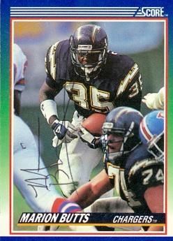 80104 Marion Butts Autographed Football Card San Diego Chargers 1990 Score No .97 -  Autograph Warehouse