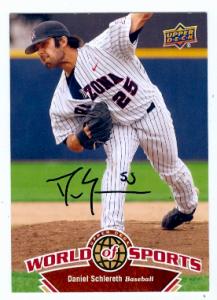 80238 Daniel Schlereth Autographed Baseball Card Arizona Wild Cats Detroit Tigers Star 2010 Upper Deck Wide World Of Sports No .128