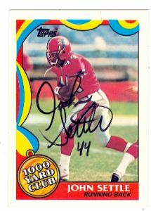 80253 John Settle Autographed Football Card Atlanta Falcons 1989 Topps No .23 1000 Yard Club