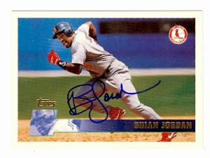 80784 Brian Jordan Autographed Baseball Card St. Louis Cardinals 1996 Topps No .126