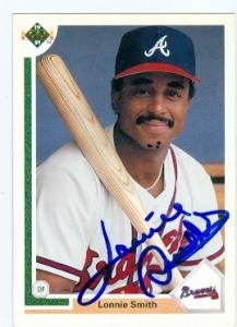 Lonnie Smith Autographed Baseball Card Atlanta Braves 1991 Upper Deck No .305
