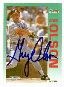 Greg Olson Autographed Baseball Card - Atlanta Braves