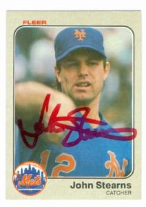 John Stearns Autographed Baseball Card New York Mets 1983 Fleer No .556