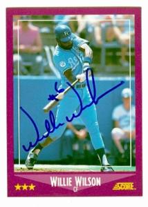 84563 Willie Wilson Autographed Baseball Card Kansas City Royals 1988 Score No .102 Glossy Edition -  Autograph Warehouse