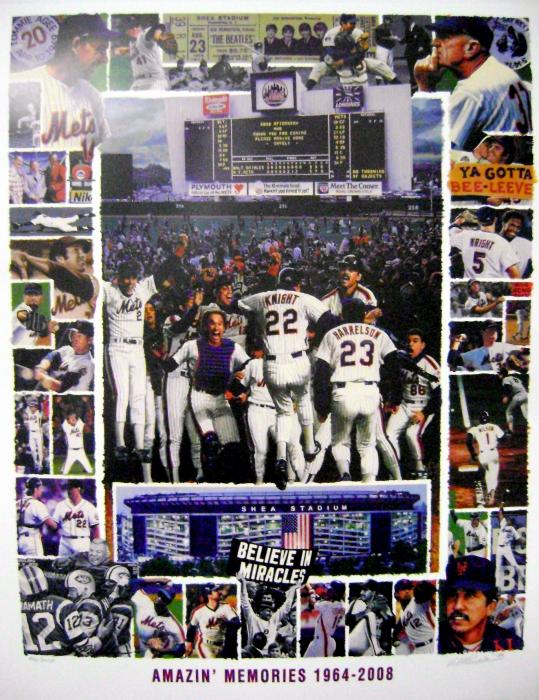 Shea Stadium Lithograph New York Mets New York Jets 1986 World Series Size 18 x 24 Limited Edition Of 2008 -  Autograph Warehouse, AU28480