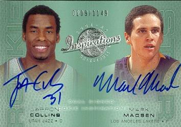 85663 Jarron Collins And Mark Madsen Autographed Basketball Card Jazz And Lakers 2002 Upper Deck Inspirations Rookie No .116 -  Autograph Warehouse