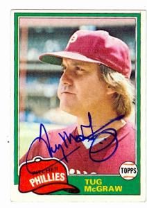 Picture of Autograph Warehouse 85712 Tug Mcgraw Autographed Baseball Card Philadelphia Phillies 1981 Topps No .40