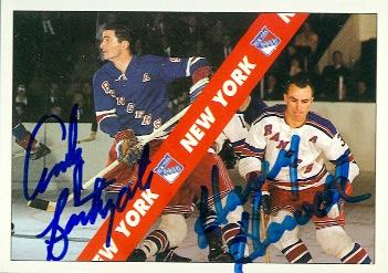 86853 Andy Bathgate And Harry Howell Autographed Hockey Card New York Rangers 1992 Ultimate No .2