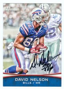88456 David Nelson Autographed Football Card Buffalo Bills 2012 Topps Bowman No. 95 -  Autograph Warehouse