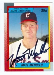 88568 Matt Merullo Autographed Baseball Card Chicago White Sox 1990 Topps No. 82 Major League Debut