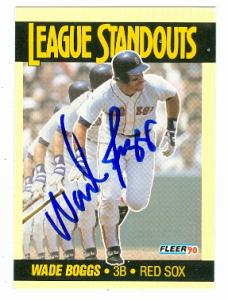 Wade Boggs Autographed Baseball Card Boston Red Sox 1990 Fleer No. 5 League Standouts