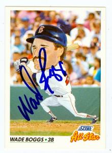 88621 Wade Boggs Autographed Baseball Card Boston Red Sox 1992 Score No. 434