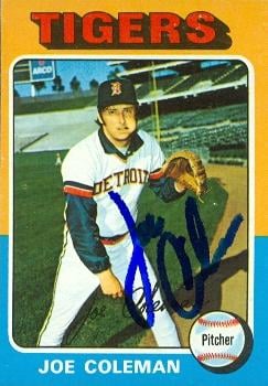 Picture of Autograph Warehouse 88786 Joe Coleman Autographed Baseball Card Detroit Tigers 1975 Topps No. 42 Smudged Signature