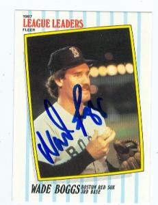 89315 Wade Boggs Autographed Baseball Card Boston Red Sox 1987 Fleer League Leaders No. 3