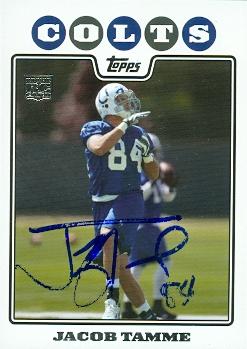89733 Jacob Tamme Autographed Football Card Indianapolis Colts 2008 Topps Rookie No. 385 Poor Signature -  Autograph Warehouse