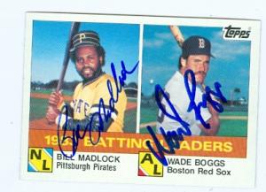 90919 Bill Madlock And Wade Boggs Autographed Baseball Card 1984 Topps No. 131 1983 Batting Leaders Pirates Red Sox
