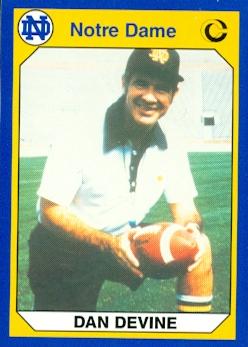 Dan Devine Football Card Notre Dame 1990 Collegiate Collection No. 28