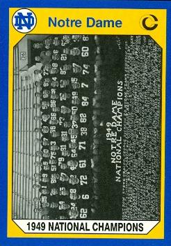 91261 1949 Notre Dame Champs Football Card Notre Dame 1990 Collegiate Collection No. 162 -  Autograph Warehouse