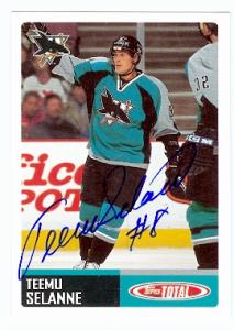 Teemu Selanne autographed Hockey Card (San Jose Sharks) 2003 Topps Total #250 - Autographed Hockey Cards