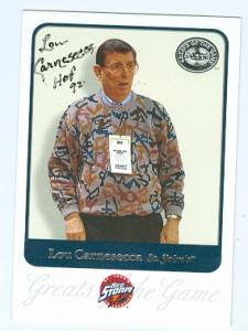 Lou Carnesecca Autographed Basketball Card St Johns Head Coach 2001 Fleer Greats Of The Game No . 53