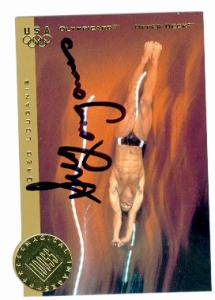 Greg Louganis autographed card (USA Olympic Gold Medal Diver) 1996 Upper Deck Olympicard #M117 - Autographed Sports Photos