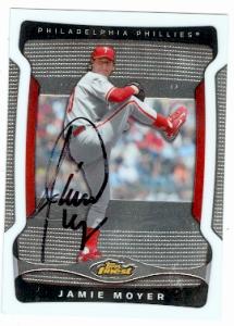 95335 Jamie Moyer Autographed Baseball Card Philadelphia Phillies 2009 Topps Finest No. 50 -  Autograph Warehouse