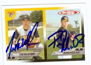 95418 Paul Maholm And Neil Walker Autographed Baseball Card Pittsburgh Pirates 2005 Topps Total Rookie Card -  Autograph Warehouse