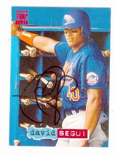 David Segui autographed baseball card (New York Mets) 1994 Topps Stadium Club #696 - Autographed Baseball Cards