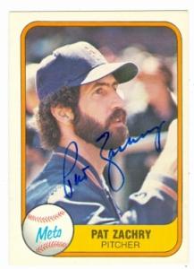 Pat Zachry autographed baseball card (New York Mets) 1981 Fleer #334 - Autographed Baseball Cards