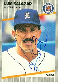 Luis Salazar autographed Baseball Card (Detroit Tigers) 1989 Fleer #144 - Autographed Baseball Cards