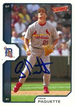 Craig Paquette autographed Baseball Card (Detroit Tigers) 2002 Upper Deck Victory #168 - Autographed Baseball Cards