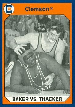 Autograph Warehouse 96883 Duane Baker Vs. Tab Thacker Wrestling Card Clemson 1990 Collegiate Collection No. 159