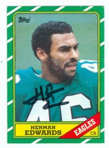 Autograph Warehouse 97126 Herman Edwards Autographed Football Card Philadelphia Eagles 1986 Topps No. 277