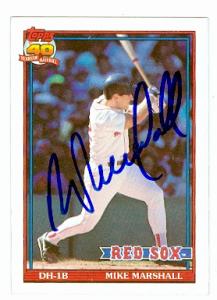Mike Marshall autographed baseball card (Boston Red Sox) 1991 Topps #356 - Autographed Baseball Cards