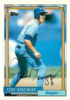 Todd Benzinger autographed baseball card (Kansas City Royals) 1992 Topps #506 - Autographed Baseball Cards