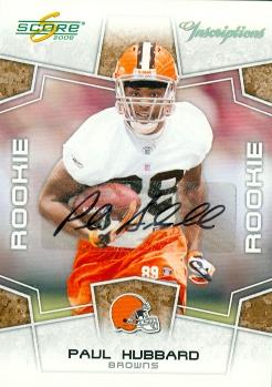 Autograph Warehouse 99048 Paul Hubbard Autographed Football Card Cleveland Browns 2008 Score Inscriptions Rookie No. 419