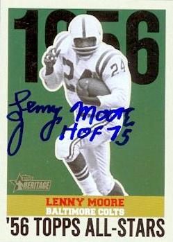 Autograph Warehouse 99086 Lenny Moore Autographed Football Card Baltimore Colts 2001 Topps Heritage No. Ha-Lm