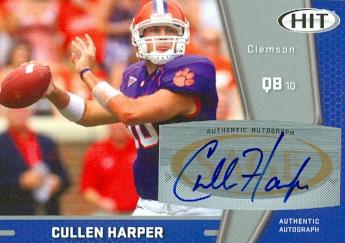 Autograph Warehouse 99816 Cullen Harper Autographed Football Card Clemson 2009 Sage Hit Rookie Silver No. A73