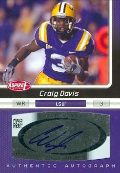 Autograph Warehouse 99824 Craig Davis Autographed Football Card LSU 2007 Sage Aspire Rookie No. 22A